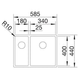 BLANCO CLARON 340/180-U Edelstahl Seidenglanz ohne Ablauffernbedienung Hauptbecken rechts 521610