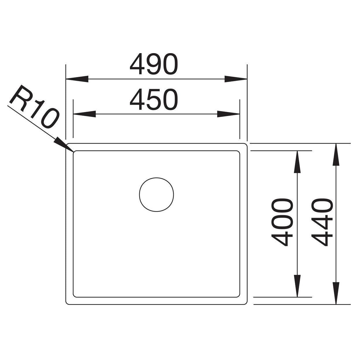 BLANCO CLARON 450-U Edelstahl Seidenglanz ohne Ablauffernbedienung keine Beckenlage 521575