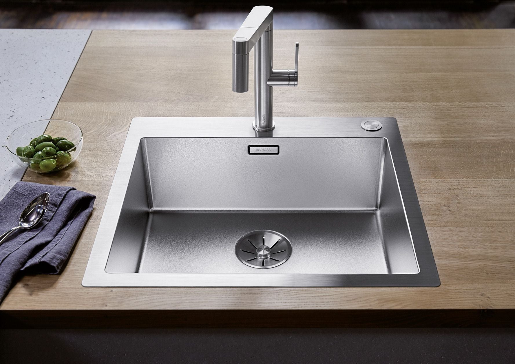 BLANCO CLARON 500-IF/A Durinox Edelstahl Durinox mit Ablauffernbedienung keine Beckenlage 523393