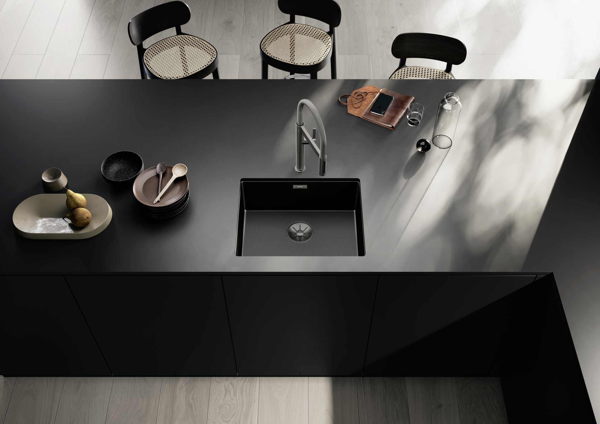 BLANCO CLARON 500-U DarkSteel Edelstahl DarkSteel ohne Ablauffernbedienung keine Beckenlage DarkSteel 527834