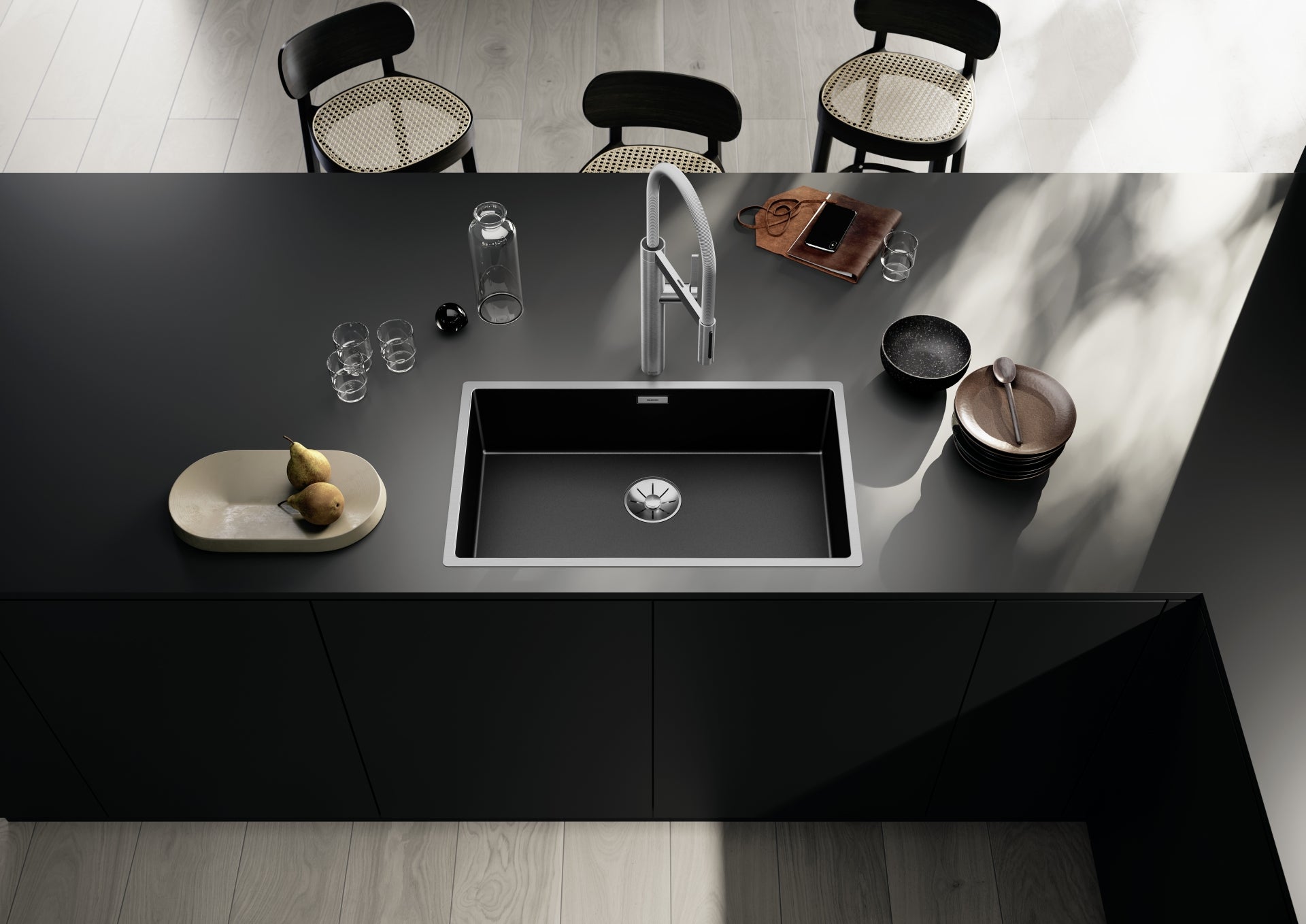 BLANCO CLARON 700-IF DarkSteel Edelstahl DarkSteel ohne Ablauffernbedienung keine Beckenlage DarkSteel 527837
