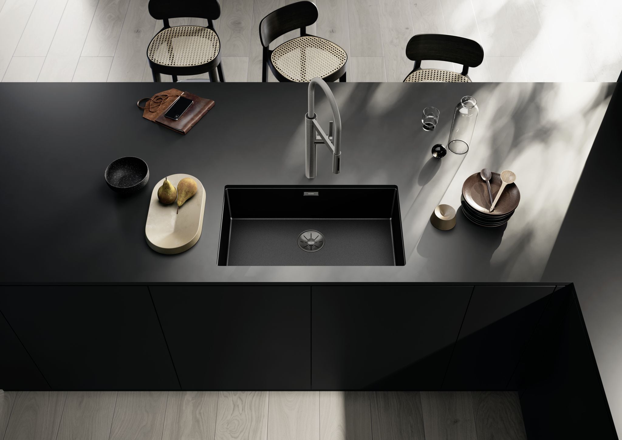BLANCO CLARON 700-U DarkSteel Edelstahl DarkSteel ohne Ablauffernbedienung keine Beckenlage DarkSteel 527835