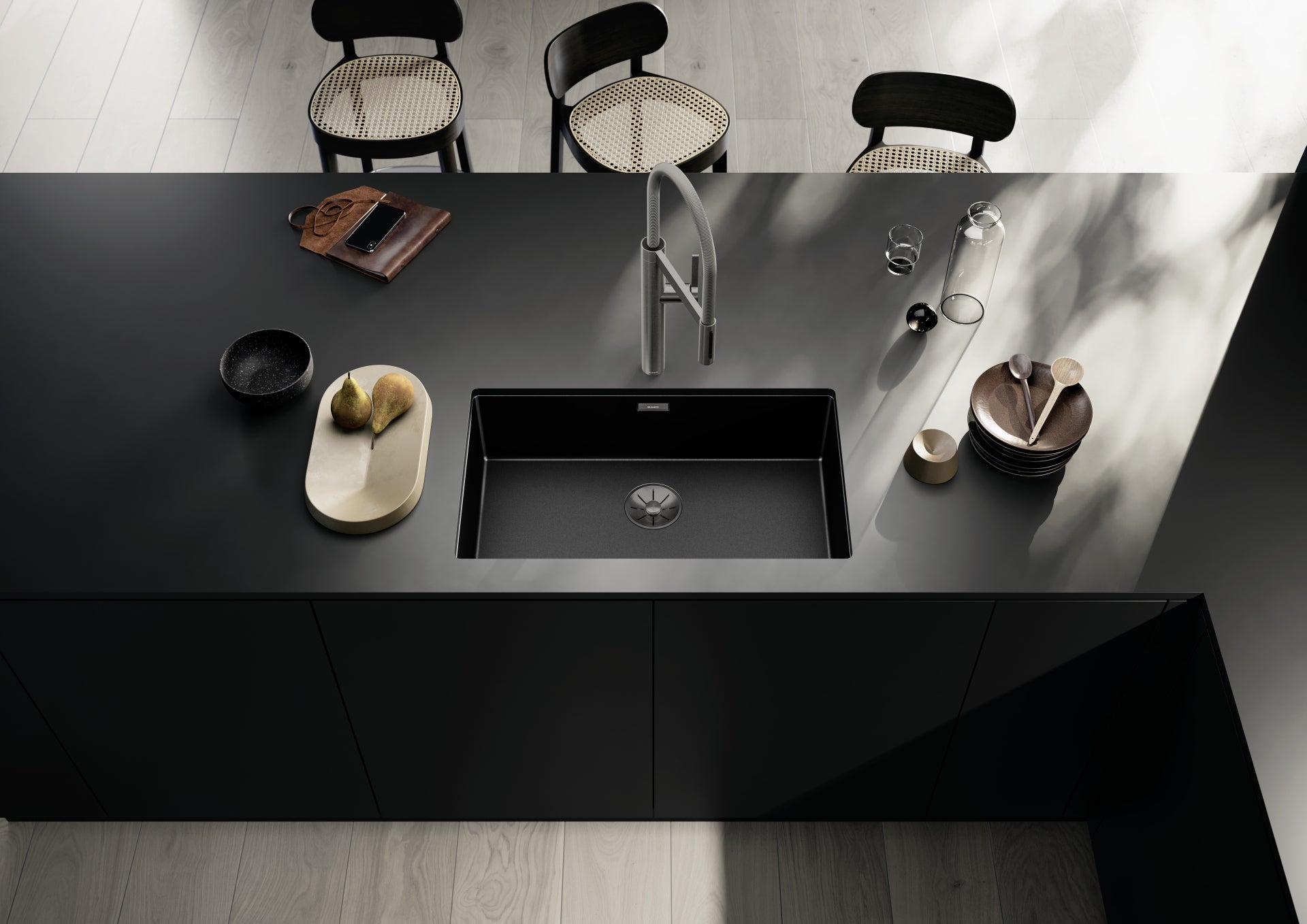 BLANCO CLARON 700-U DarkSteel Edelstahl DarkSteel ohne Ablauffernbedienung keine Beckenlage DarkSteel 527835