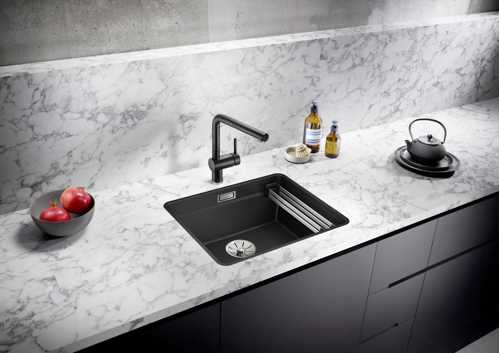 BLANCO ETAGON 500-F SILGRANIT ohne Ablauffernbedienung mit Zubehör schwarz 526349