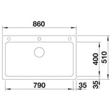 BLANCO NAYA XL 9 SILGRANIT ohne Ablauffernbedienung keine Beckenlage schwarz 525947
