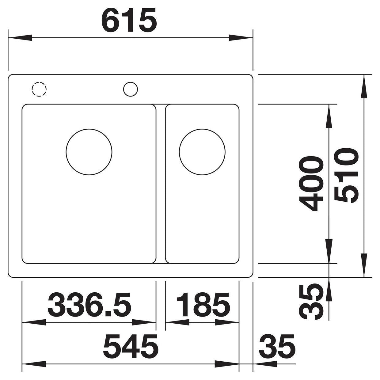 BLANCO PLEON 6 Split SILGRANIT ohne Ablauffernbedienung Hauptbecken links schwarz 525955