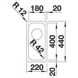 BLANCO SOLIS 180-U Edelstahl Bürstfinish ohne Ablauffernbedienung 526113