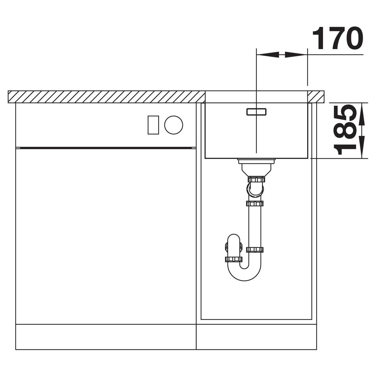 BLANCO SOLIS 340-U Edelstahl Bürstfinish ohne Ablauffernbedienung 526115