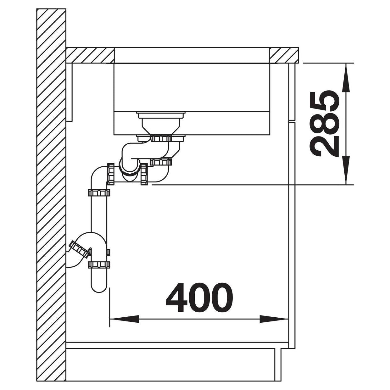 BLANCO SOLIS 340/180-U Edelstahl Bürstfinish ohne Ablauffernbedienung Becken rechts 526128