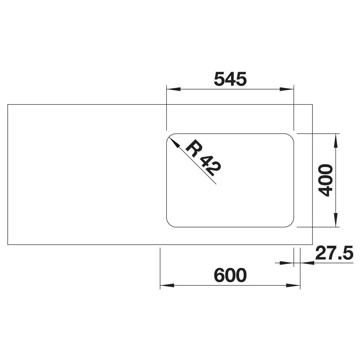 BLANCO SOLIS 340/180-U Edelstahl Bürstfinish ohne Ablauffernbedienung Becken links 526129