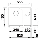 BLANCO SUBLINE 340/160-U SILGRANIT ohne Ablauffernbedienung Hauptbecken links weiß 523552