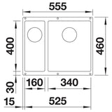 BLANCO SUBLINE 340/160-U SILGRANIT ohne Ablauffernbedienung Hauptbecken rechts anthrazit 523558