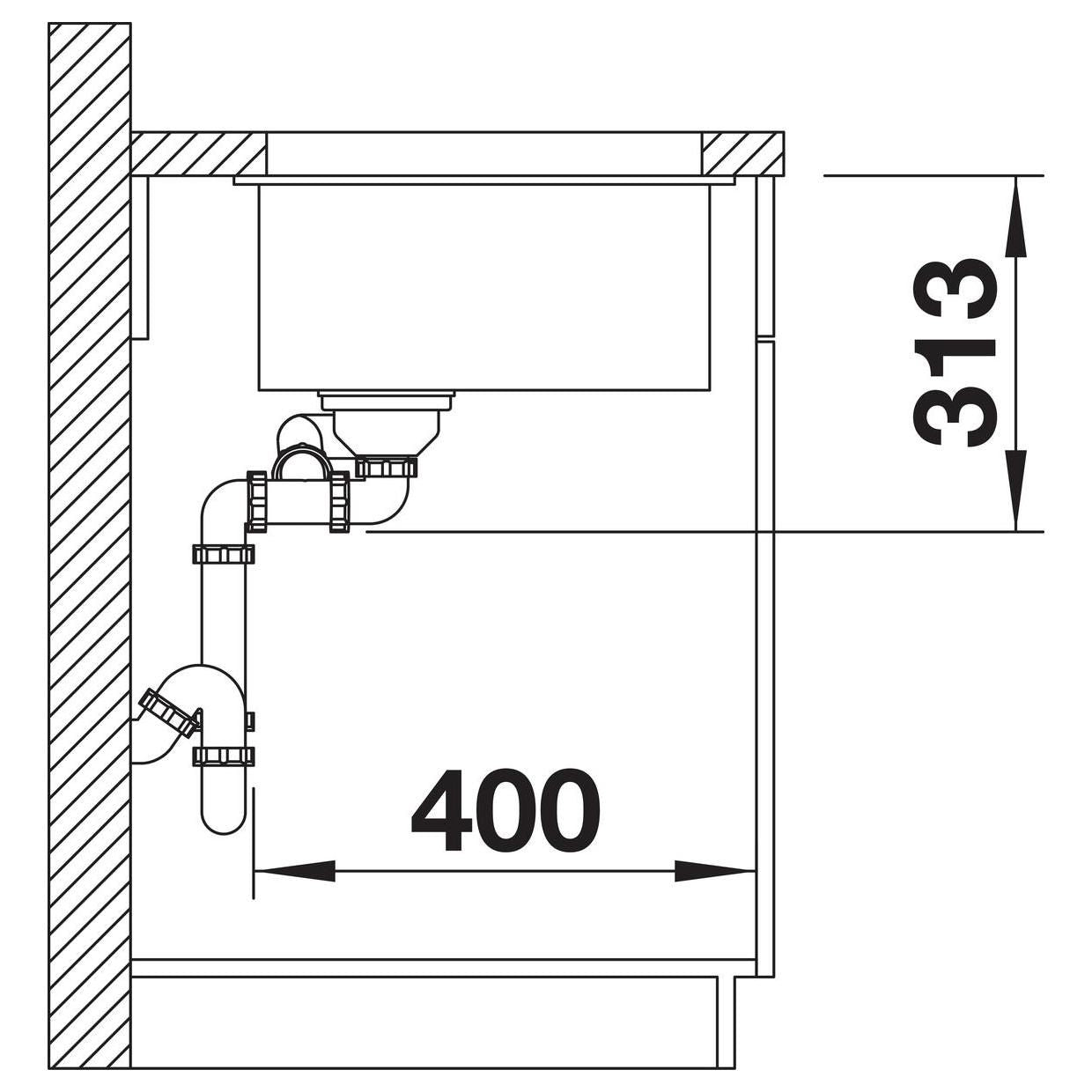 BLANCO SUBLINE 340/160-U Becken re. SILGRANIT ohne Ablauffernbedienung Hauptsbecken rechts anthrazit 527813