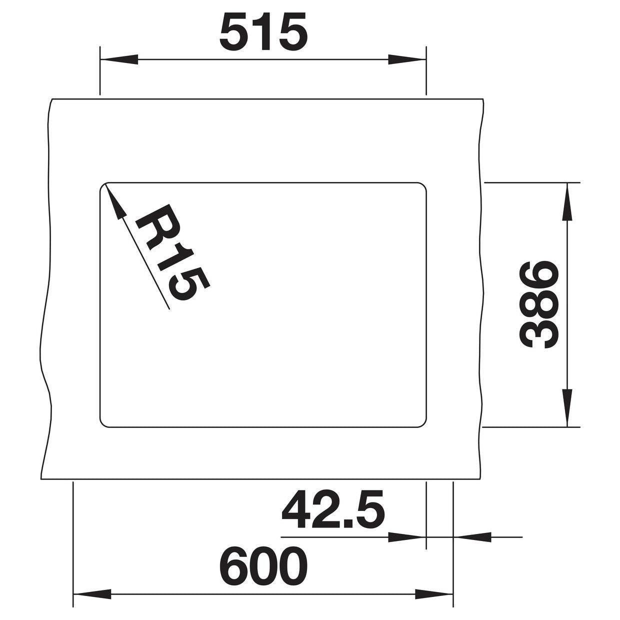 BLANCO SUBLINE 350/150-U Keramik ohne Ablauffernbedienung Hauptbecken links magnolia glänzend 523742