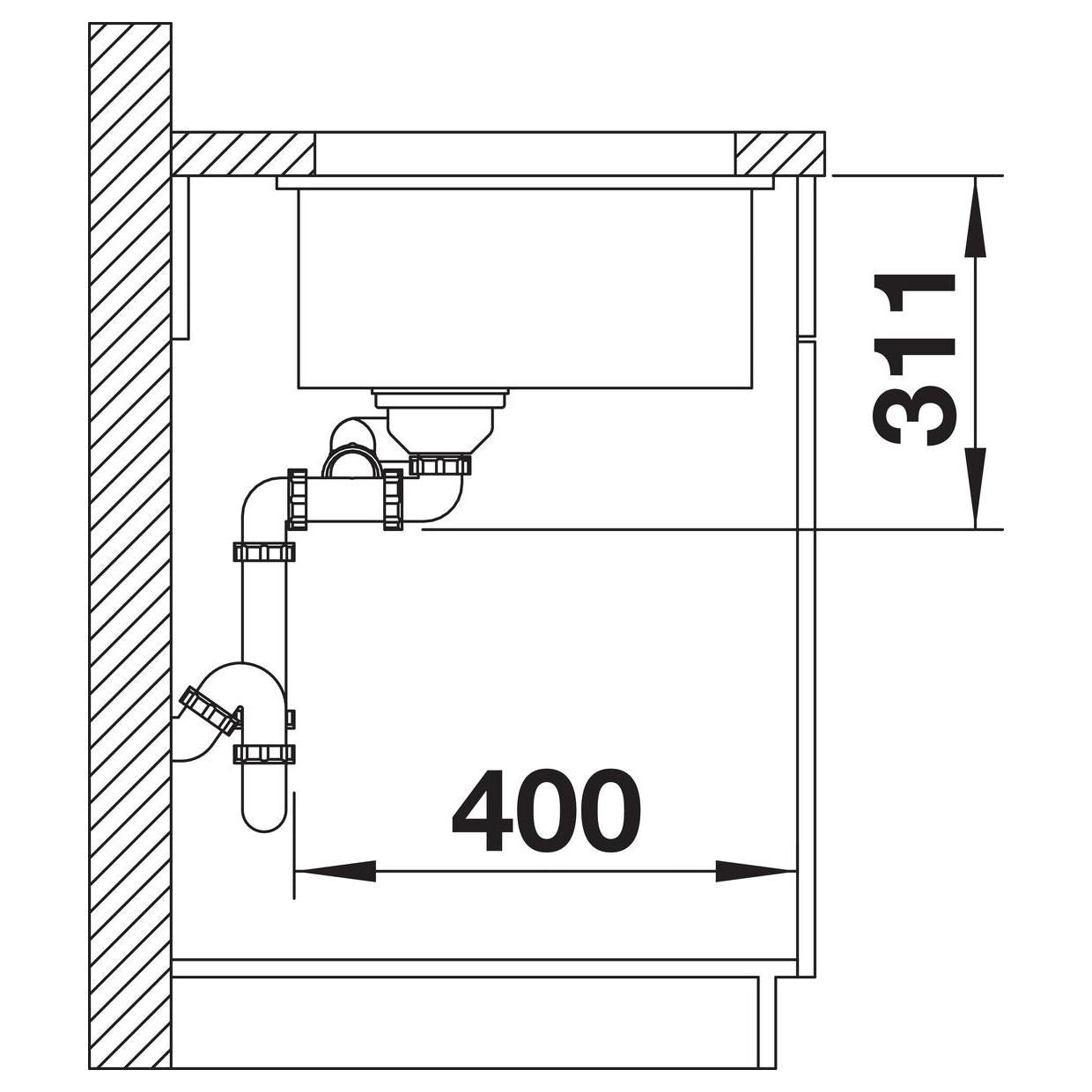 BLANCO SUBLINE 350/150-U Keramik ohne Ablauffernbedienung Hauptbecken links schwarz 523747