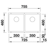 BLANCO SUBLINE 350/350-U SILGRANIT ohne Ablauffernbedienung anthrazit 523574