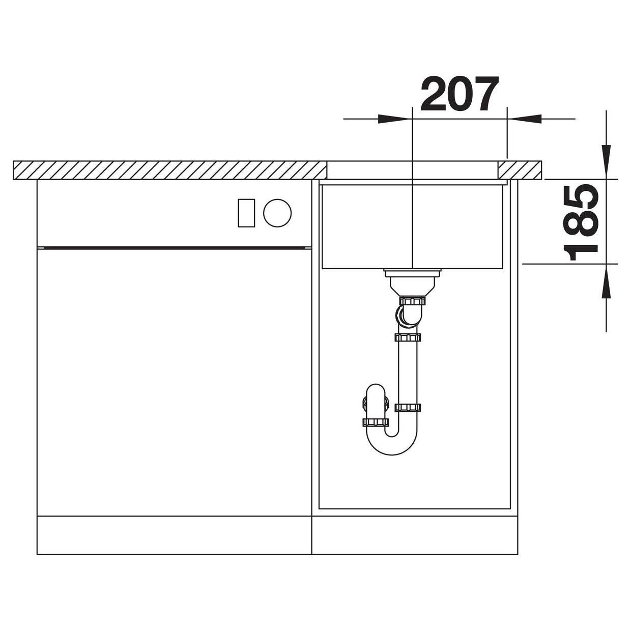 BLANCO SUBLINE 375-U Keramik ohne Ablauffernbedienung basalt 523731