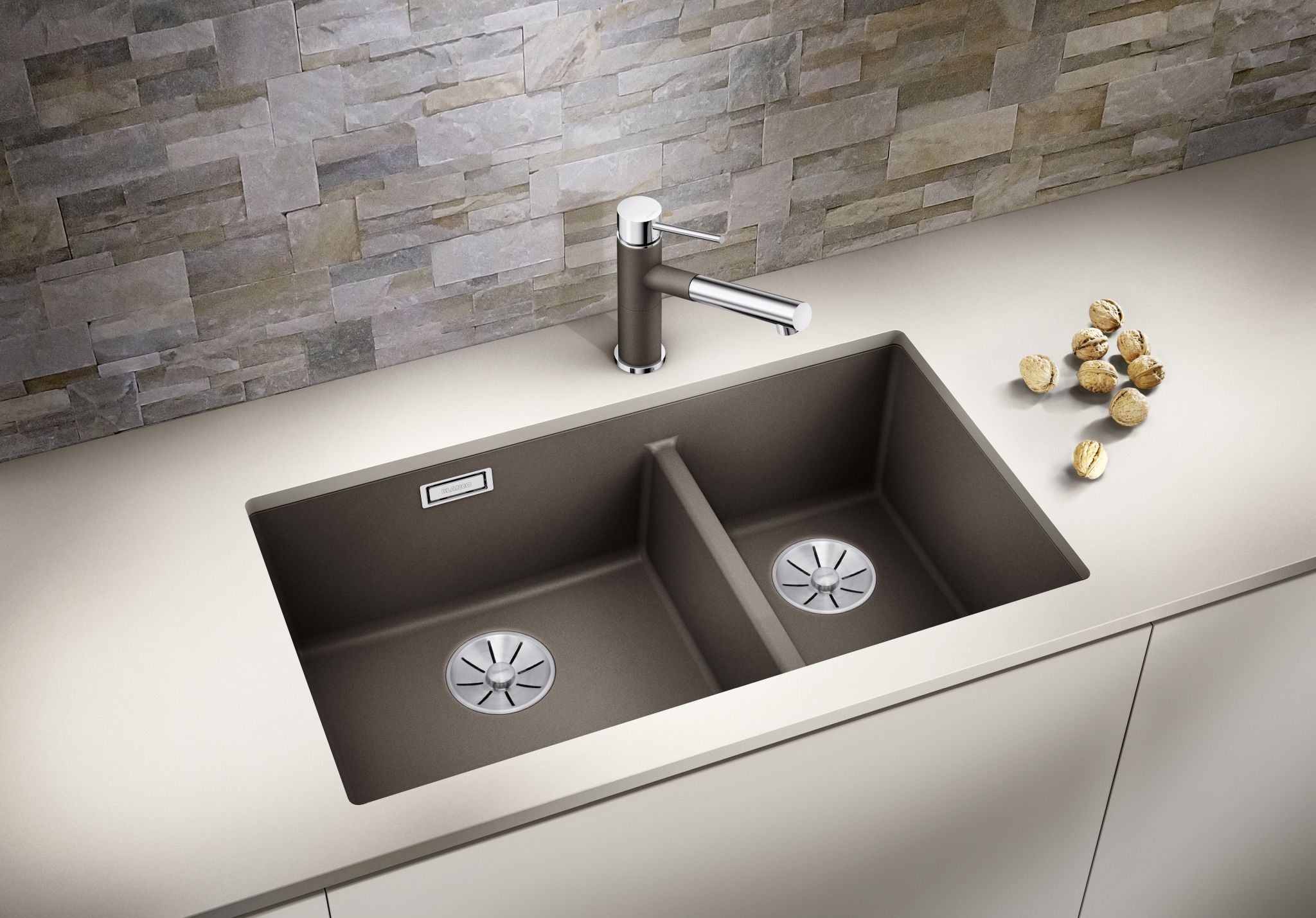 BLANCO SUBLINE 430/270-U SILGRANIT ohne Ablauffernbedienung Hauptbecken links felsgrau 523152