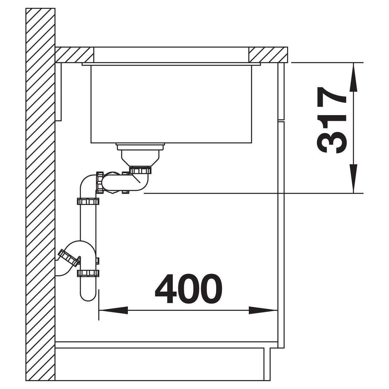 BLANCO SUBLINE 430/270-U SILGRANIT ohne Ablauffernbedienung Hauptbecken links weiß 523155