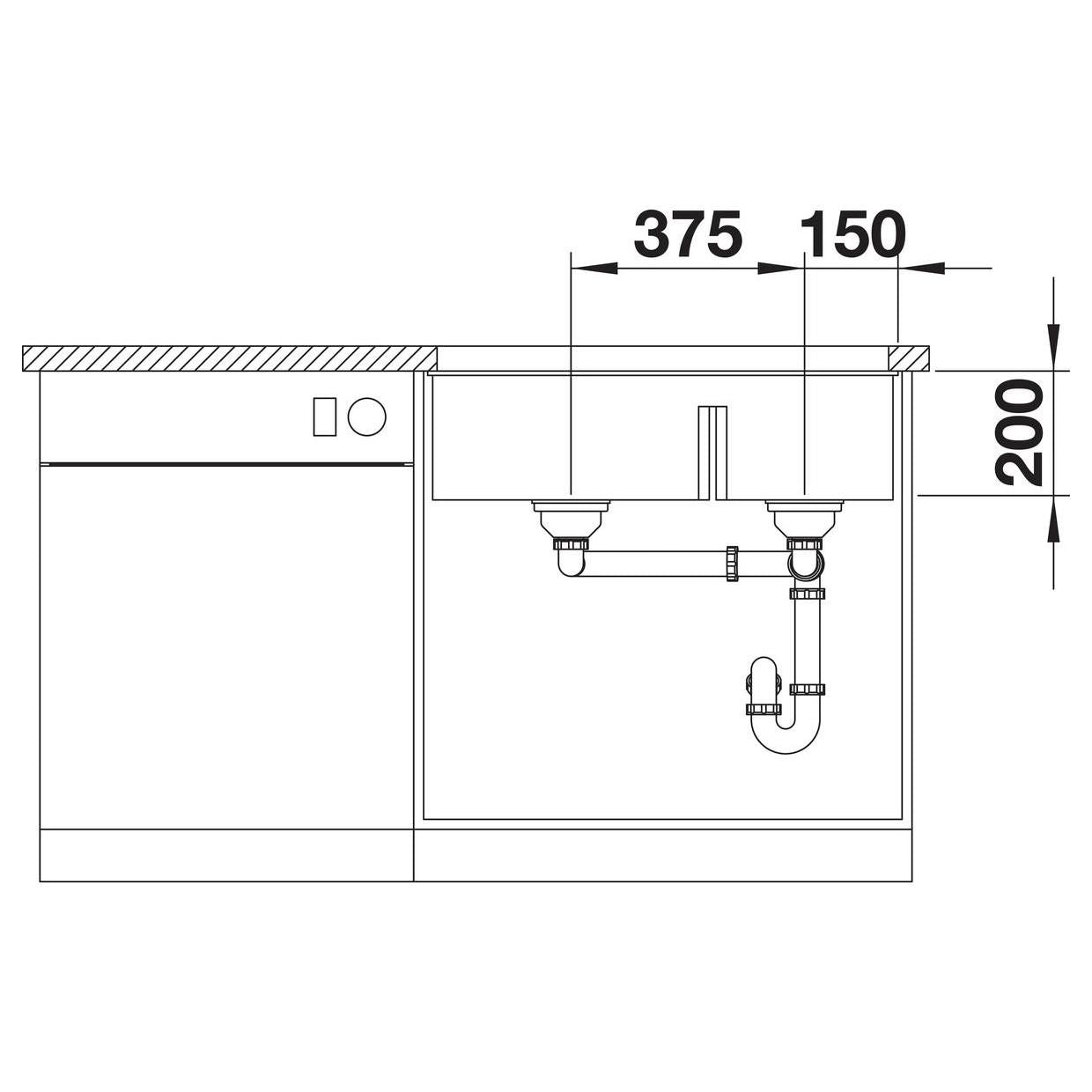 BLANCO SUBLINE 430/270-U SILGRANIT ohne Ablauffernbedienung Hauptbecken links schwarz 525991