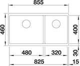 BLANCO SUBLINE 480/320-U SILGRANIT ohne Ablauffernbedienung vulkangrau 527351