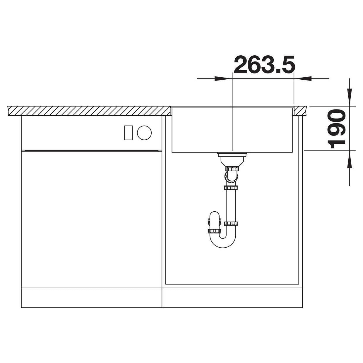 BLANCO SUBLINE 500-F SILGRANIT ohne Ablauffernbedienung felsgrau 523533