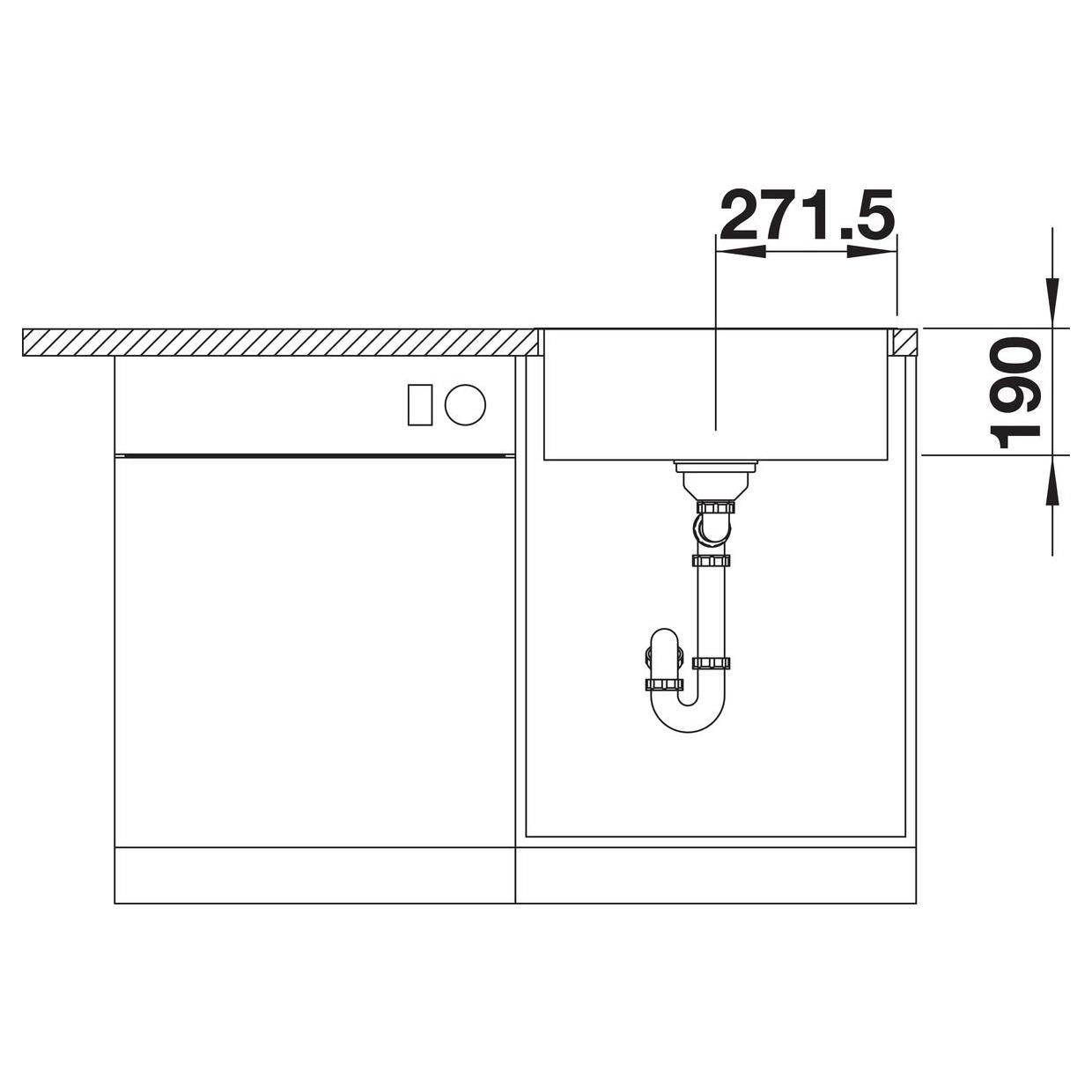 BLANCO SUBLINE 500-IF/A SteelFrame SILGRANIT mit Ablauffernbedienung schwarz 525999