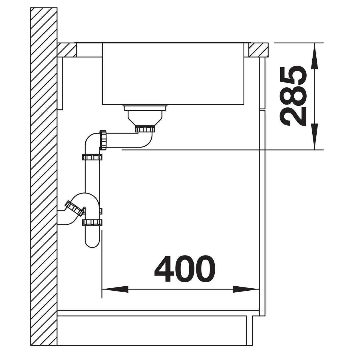 BLANCO SUPRA 400-IF/A R12 Edelstahl Bürstfinish mit Ablauffernbedienung 526353