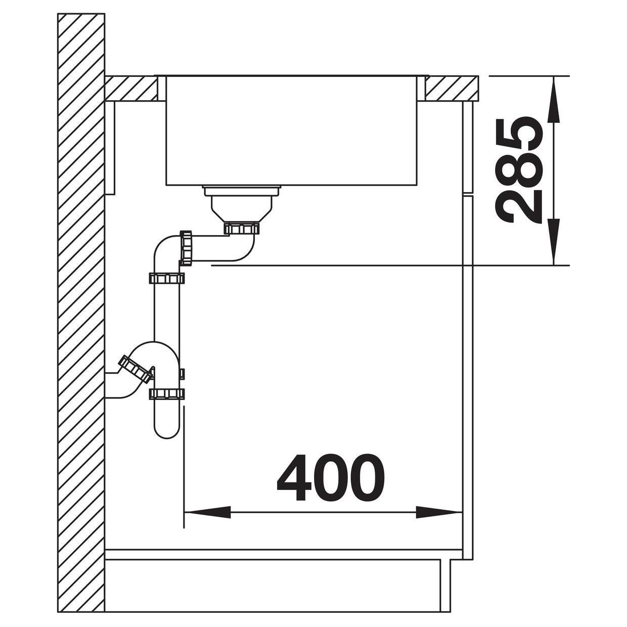 BLANCO SUPRA 400-IF R12 Edelstahl Bürstfinish ohne Ablauffernbedienung 526350