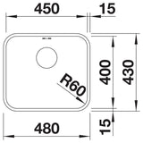 BLANCO SUPRA 450-U Edelstahl Bürstfinish ohne Ablauffernbedienung 518203
