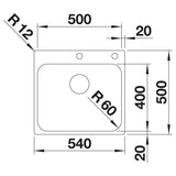 BLANCO SUPRA 500-IF/A R12 Edelstahl Bürstfinish mit Ablauffernbedienung 526355