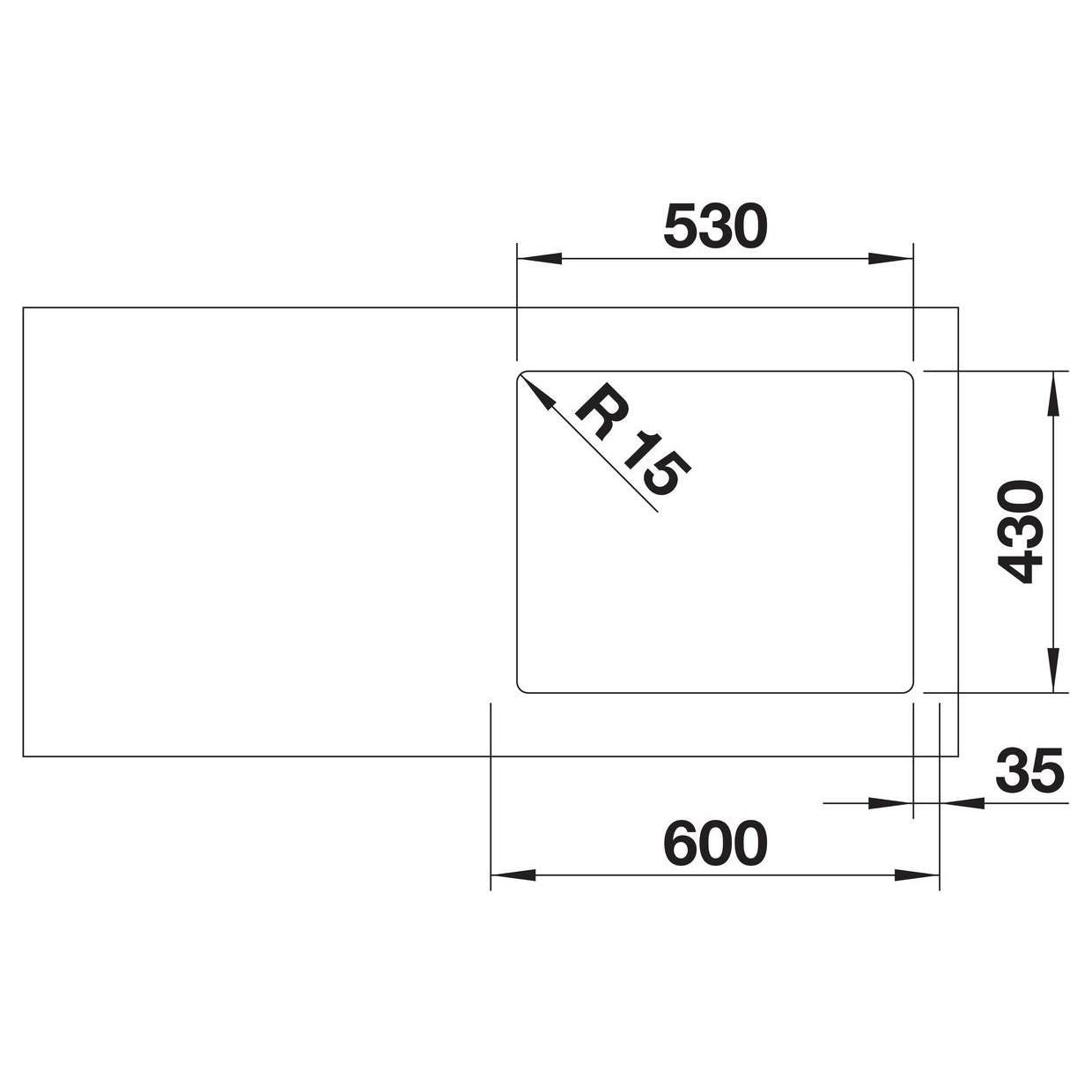 BLANCO SUPRA 500-IF R12 Edelstahl Bürstfinish ohne Ablauffernbedienung 526351