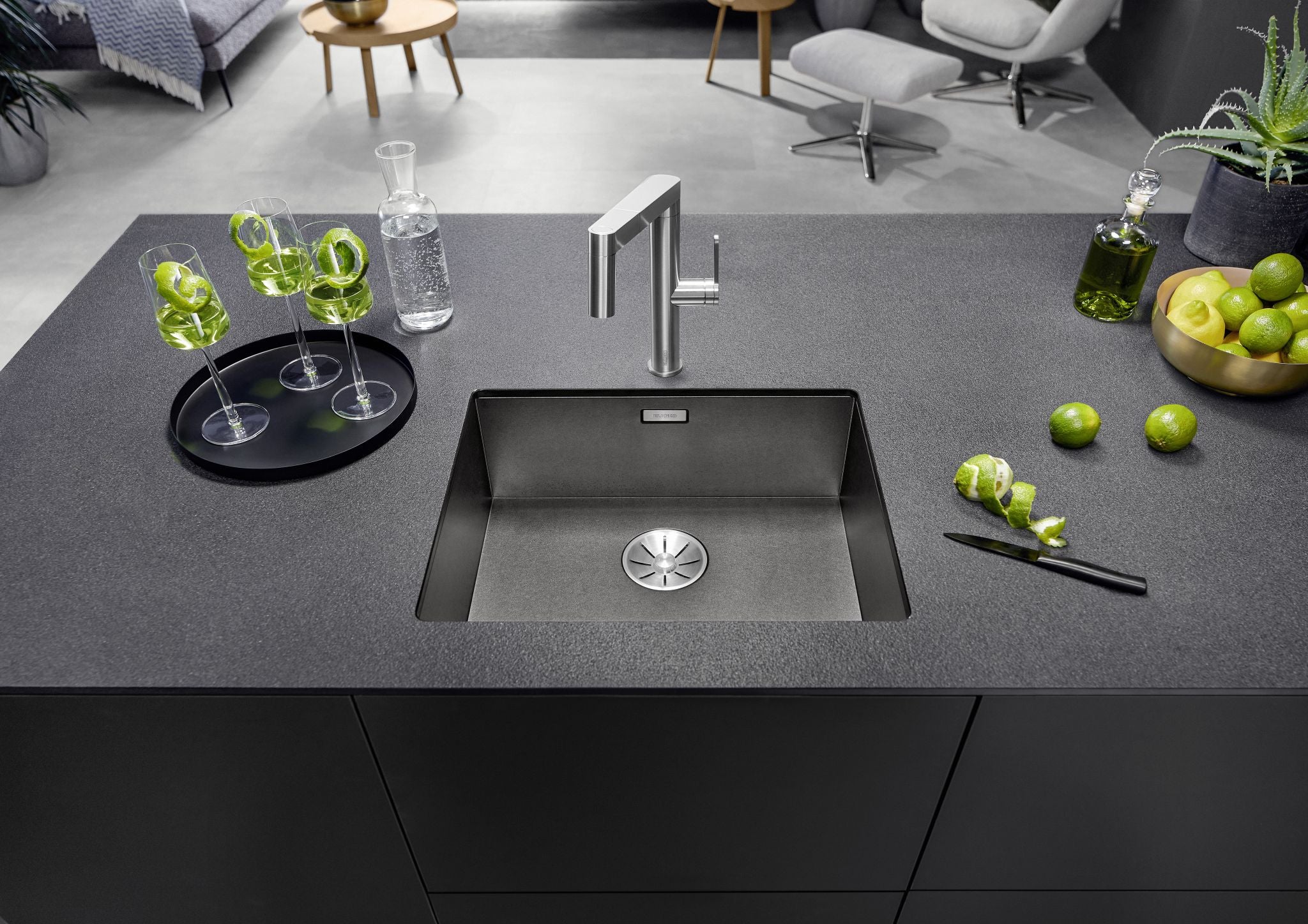 BLANCO ZEROX 500-U DarkSteel Edelstahl DarkSteel ohne Ablauffernbedienung keine Beckenlage 526243