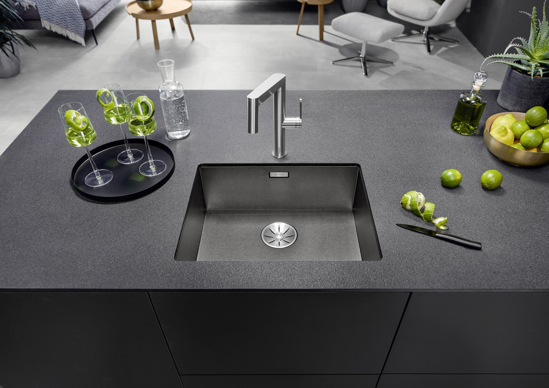 BLANCO ZEROX 500-U DarkSteel Edelstahl DarkSteel ohne Ablauffernbedienung keine Beckenlage 526243
