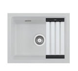 SYSTEMCERAM Einbauspüle Kara 50 U/g Alu 76 inkl. Excenterbetätigung, für 60 cm Schrankbreite, Spüle zum Unterbau mit geschliffener Oberseite, mit Medio-Matte Alu Unterbau keine Beckenlage 54020276