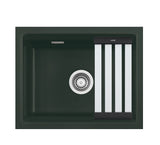 SYSTEMCERAM Einbauspüle Kara 50 U/g Eibe 56 inkl. Excenterbetätigung, für 60 cm Schrankbreite, Spüle zum Unterbau mit geschliffener Oberseite, mit Medio-Matte Alu Unterbau keine Beckenlage 54020256