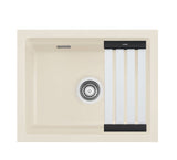 SYSTEMCERAM Einbauspüle Kara 50 U/g Jasmin 19 inkl. Handbetätigung, für 60 cm Schrankbreite, Spüle zum Unterbau mit geschliffener Oberseite, mit Medio-Matte Alu Unterbau keine Beckenlage 54020119