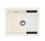 SYSTEMCERAM Einbauspüle Kara 50 U/g Magnolie 10 inkl. Handbetätigung, für 60 cm Schrankbreite, Spüle zum Unterbau mit geschliffener Oberseite, mit Medio-Matte Alu Unterbau keine Beckenlage 54020110