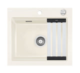 SYSTEMCERAM Einbauspüle Kara 57 F Magnolie 10 inkl. Handbetätigung, für 60 cm Schrankbreite, Spüle zum flächenbündigen Einbau mit Medio-Matte Alu, inkl. 4 x Eckradien R 10 Auflage keine Beckenlage 55020110