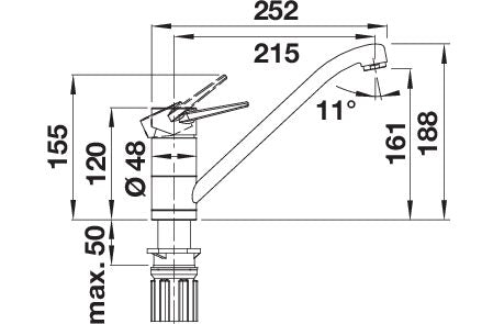 BLANCOWEGA-F II  metallische Oberfläche Hochdruck chrom 526404