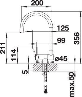BLANCO CORESSA-F metallische Oberfläche Hochdruck Hebel links chrom 521544