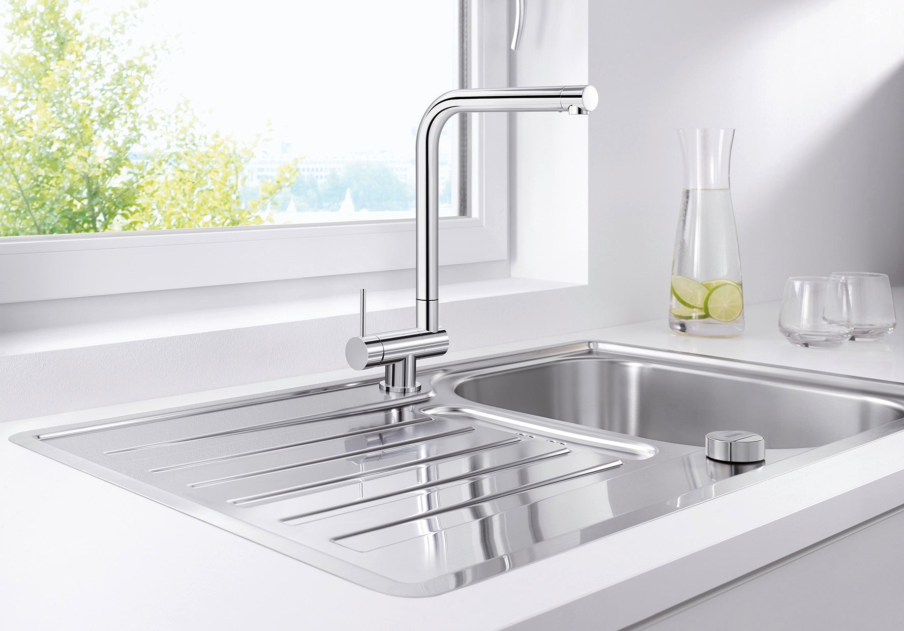 BLANCO LARESSA-F metallische Oberfläche Hochdruck Hebel links chrom 521546
