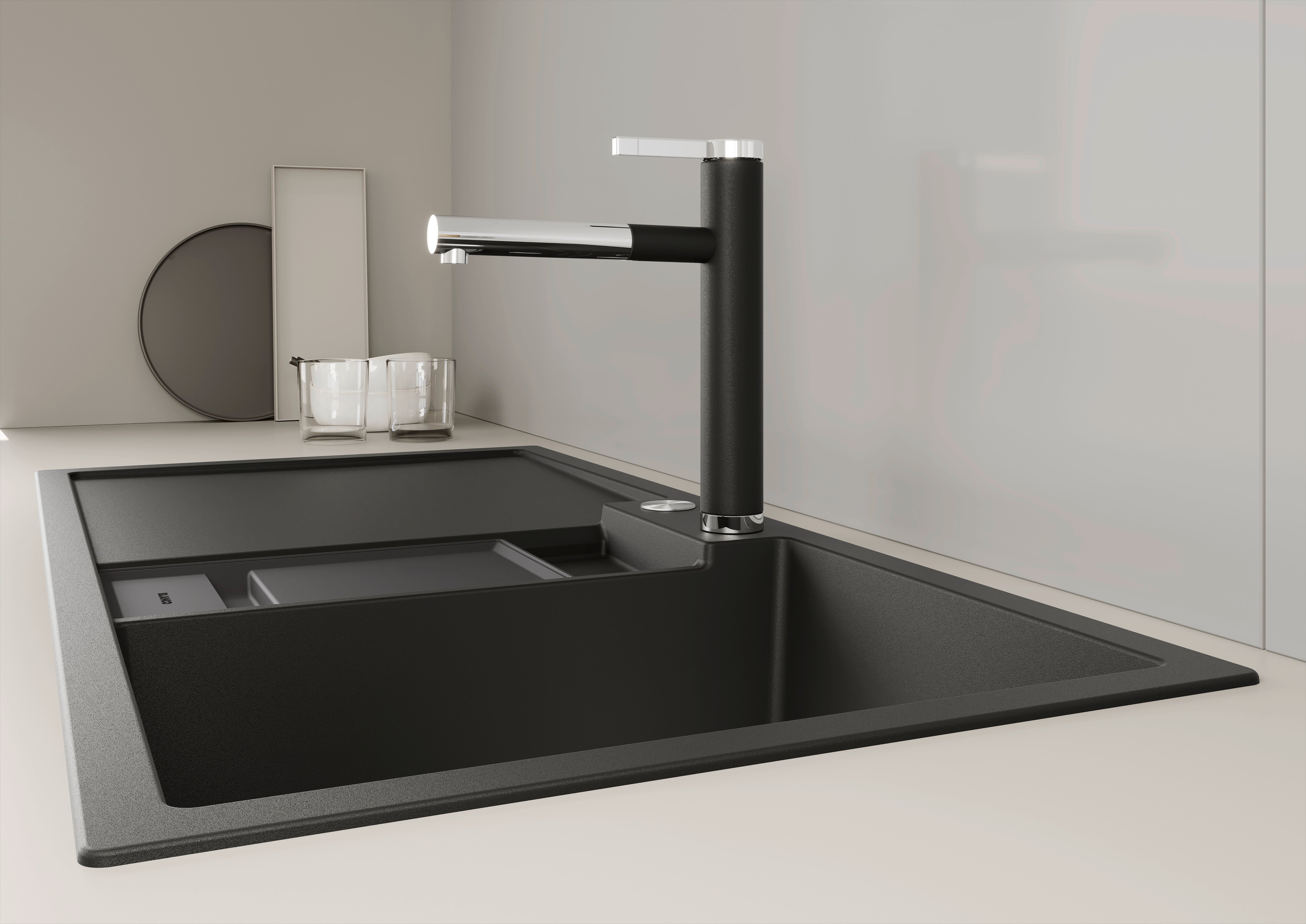 BLANCO LINEE-S SILGRANIT-Look zweifarbig Hochdruck vulkangrau/chrom 526956
