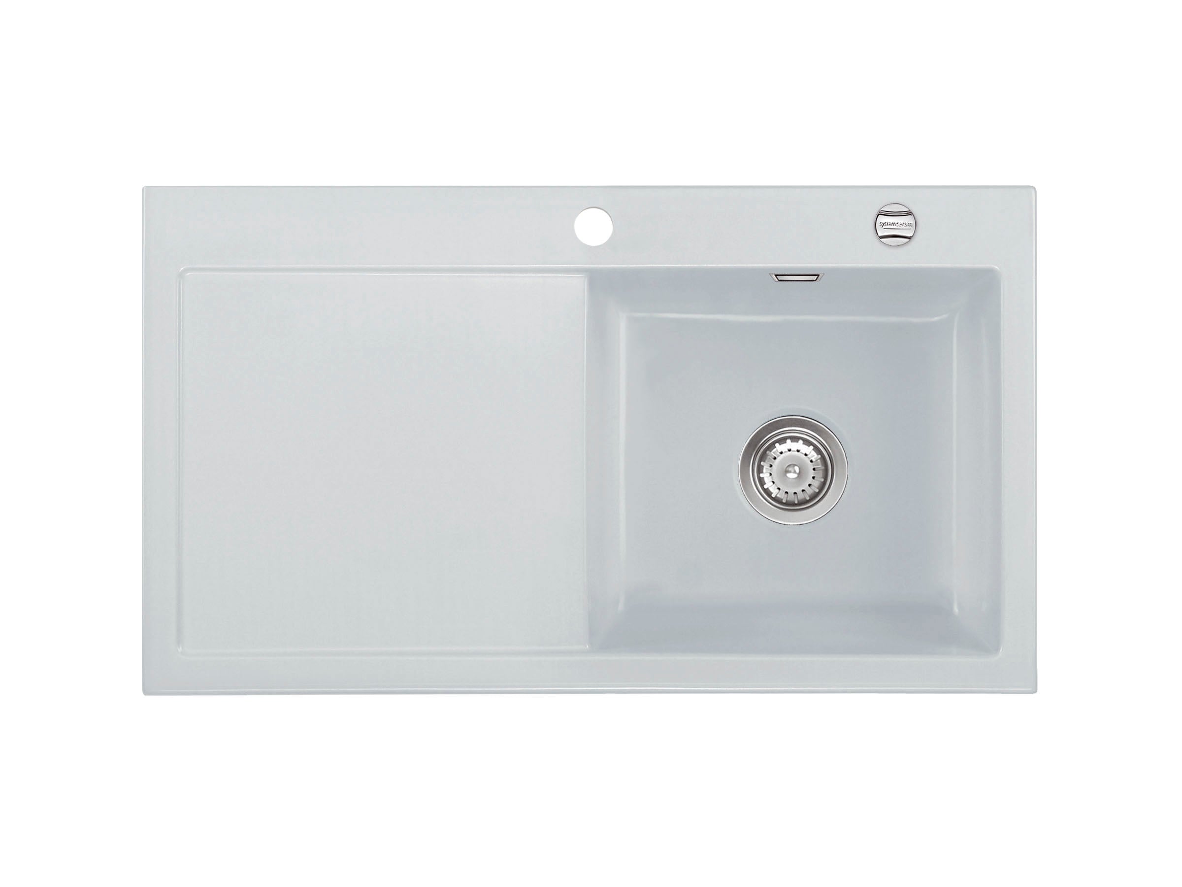 SYSTEMCERAM Einbauspüle Mera 90 Be. Re. Alu 76 inkl. Handbetätigung, für 50 cm Schrankbreite, Einbauspüle Auflage Becken rechts 50740176