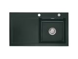 SYSTEMCERAM Einbauspüle Mera 90 F Be. Re. Eibe 56 inkl. Excenterbetätigung, für 50 cm Schrankbreite, Spüle zum flächenbündigen Einbau, inkl. 4 x Eckradien R 10 Auflage Becken rechts 55740256