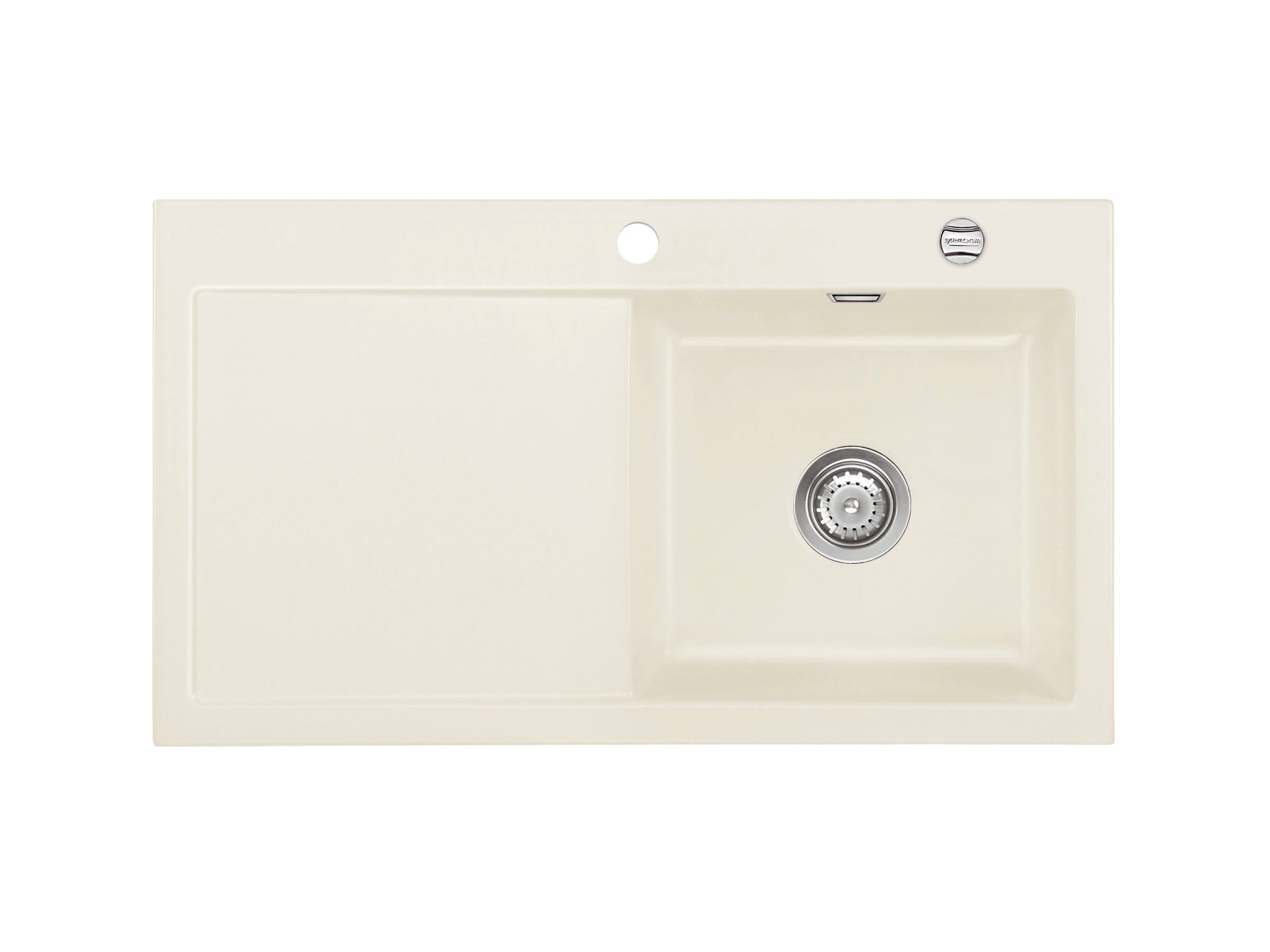 SYSTEMCERAM Einbauspüle Mera 90 Be. Re. Jasmin 19 inkl. Handbetätigung, für 50 cm Schrankbreite, Einbauspüle Auflage Becken rechts 50740119