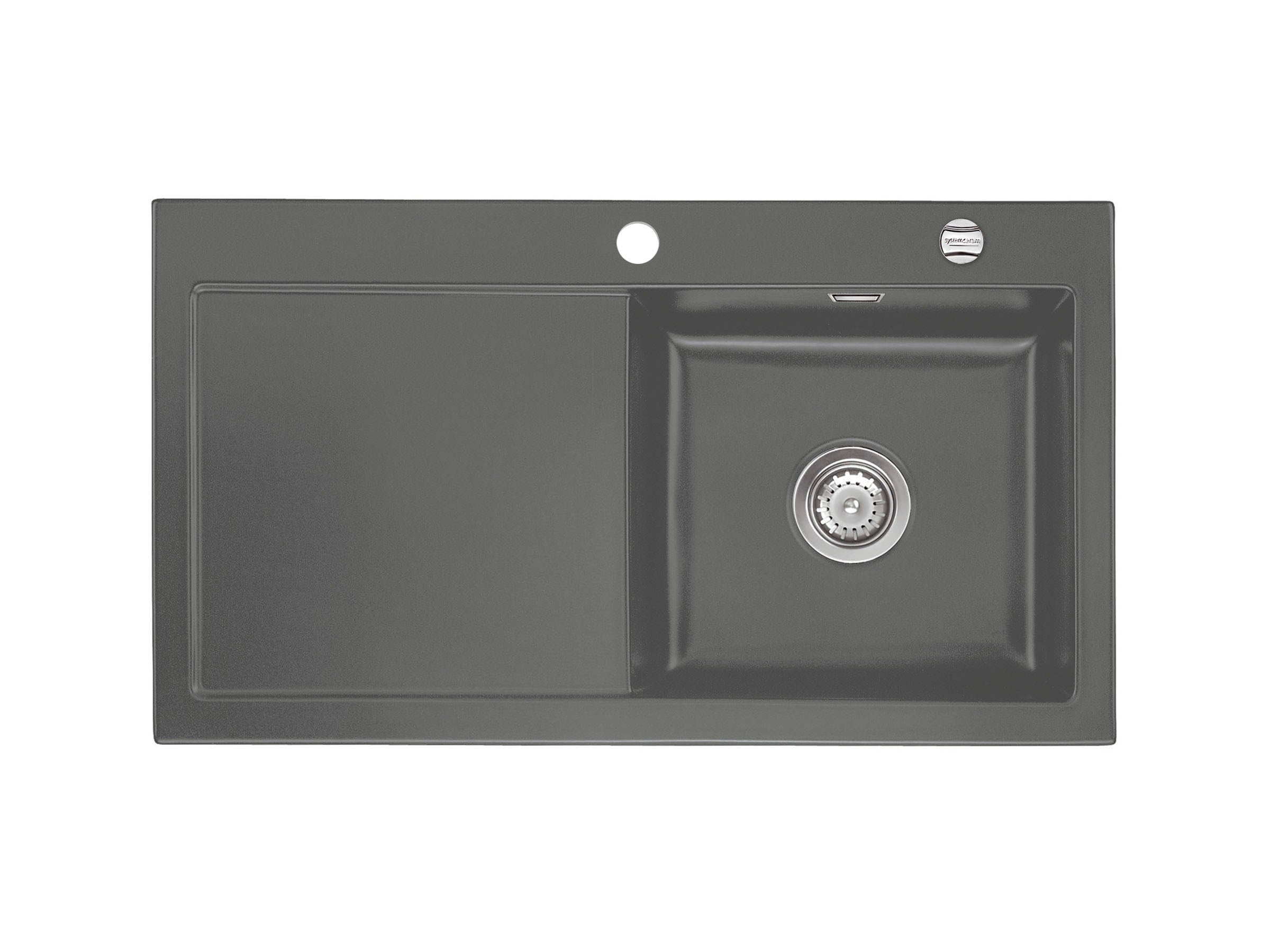 SYSTEMCERAM Einbauspüle Mera 90 Be. Re. Lava 80 inkl. Excenterbetätigung, für 50 cm Schrankbreite, Einbauspüle Auflage Becken rechts 50740280