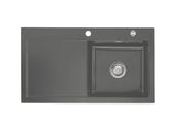 SYSTEMCERAM Einbauspüle Mera 90 Be. Re. Lava 80 inkl. Excenterbetätigung, für 50 cm Schrankbreite, Einbauspüle Auflage Becken rechts 50740280