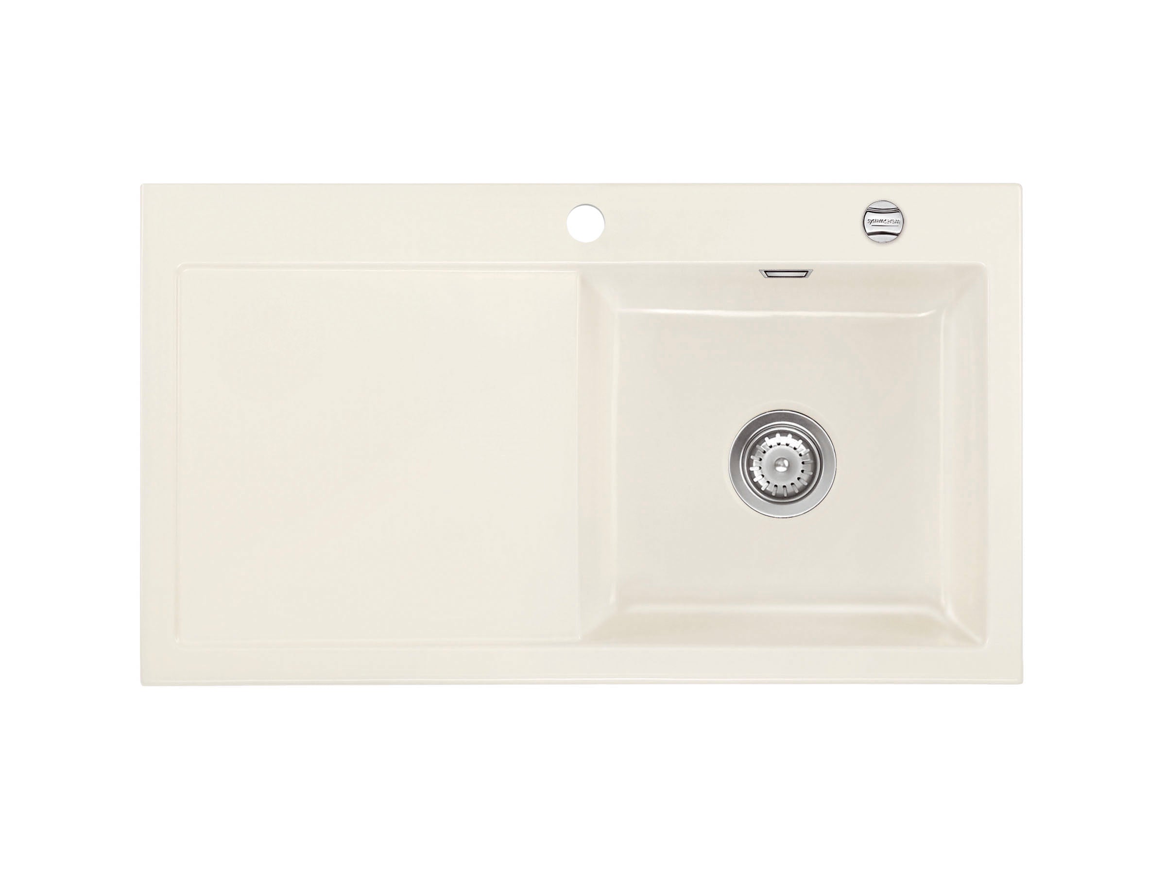 SYSTEMCERAM Einbauspüle Mera 90 Be. Re. Magnolie 10 inkl. Excenterbetätigung, für 50 cm Schrankbreite, Einbauspüle Auflage Becken rechts 50740210