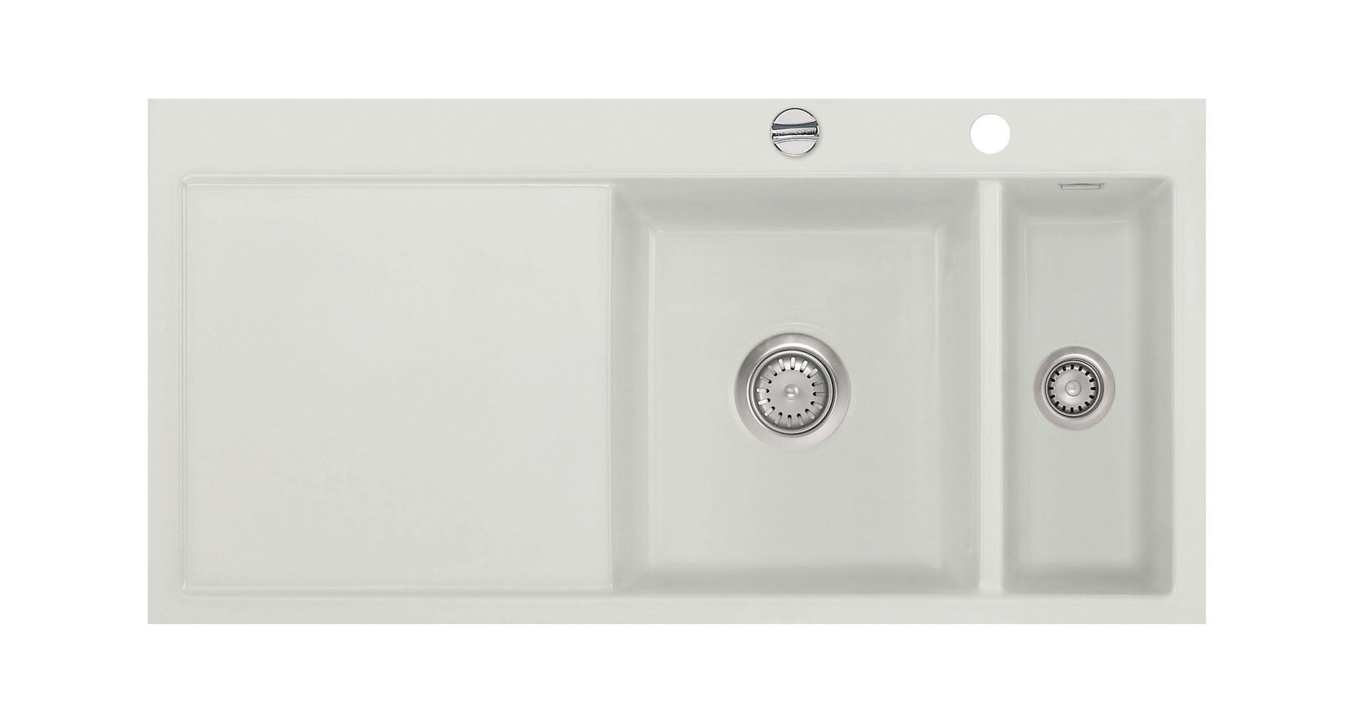 SYSTEMCERAM Einbauspüle Mera 100 F Be. Re. Alu 76 inkl. Handbetätigung, für 60 cm Schrankbreite, Spüle zum flächenbündigen Einbau, inkl. 4 x Eckradien R 10 Auflage Becken rechts 55760176